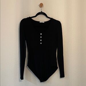 Black Button-Front Bodysuit